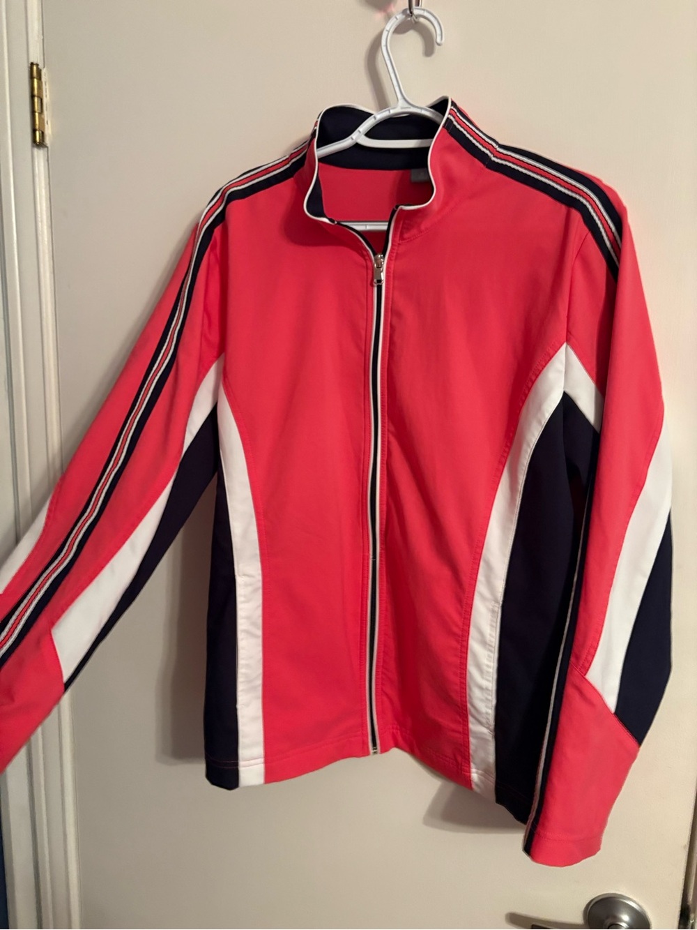 Women’s Pink Sport Track Jacket with Navy & White Panels